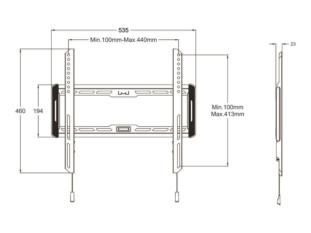 Multibrackets M Universal Wallmount Fixed Medium Black